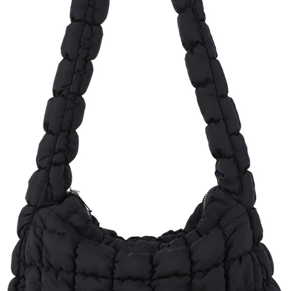 Puffer Quilted Shoulder Bag Nylon Cotton Large Capacity Daily Use - Picture 1 of 8